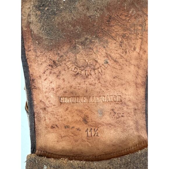 Fennix Dress Shoes Mens 11.5 Tan Ostrich Textured Alligator Leather Luxury Italy - Picture 11 of 11